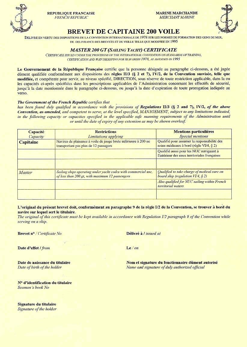 Brevet de capitaine